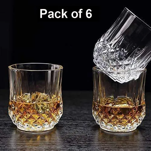 2341 HEAVY UNBREAKABLE STYLISH LOOK FULLY TRANSPARENT GLASSES SET 315ML (6PCS)