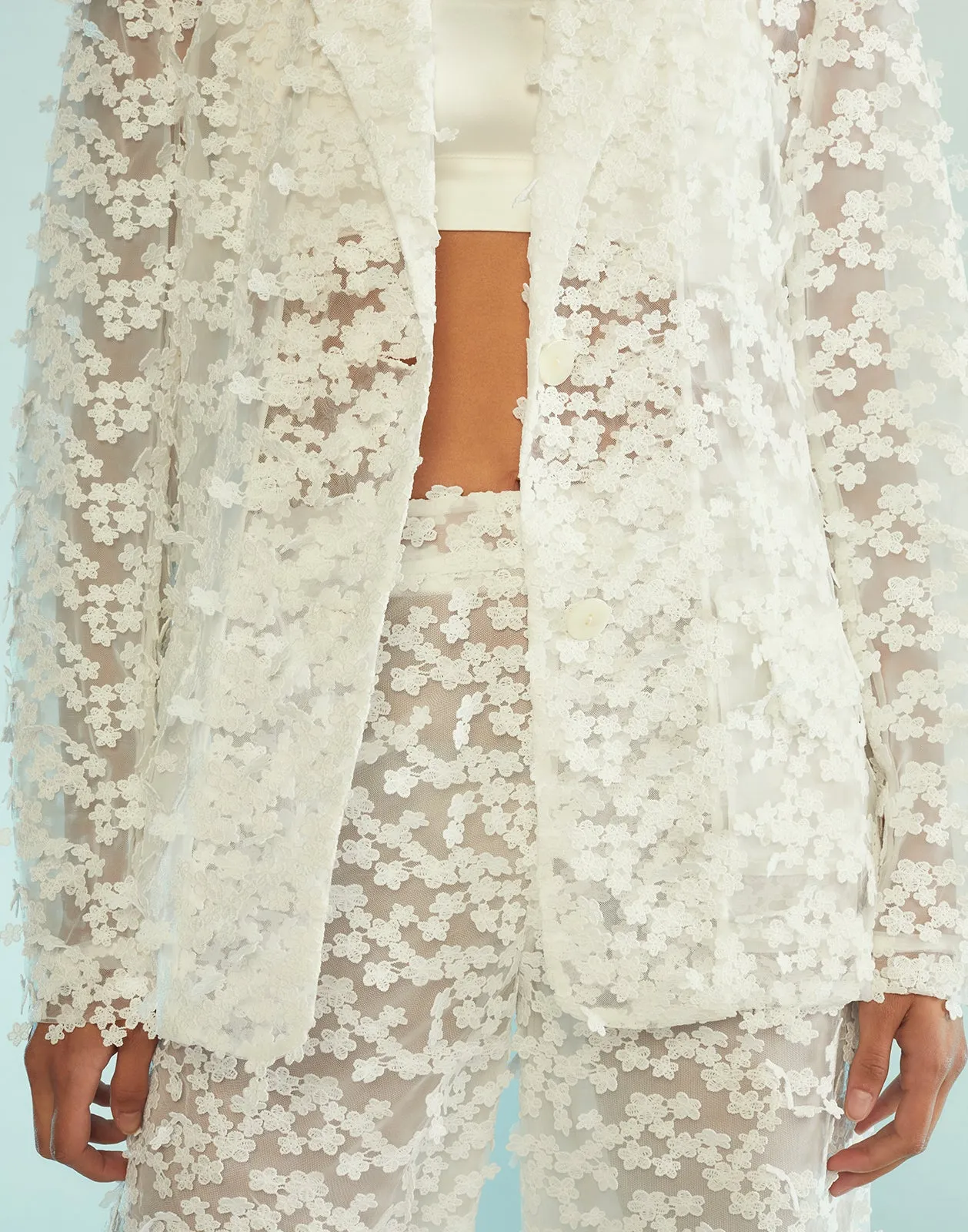 3D Embroidered Tulle Blazer