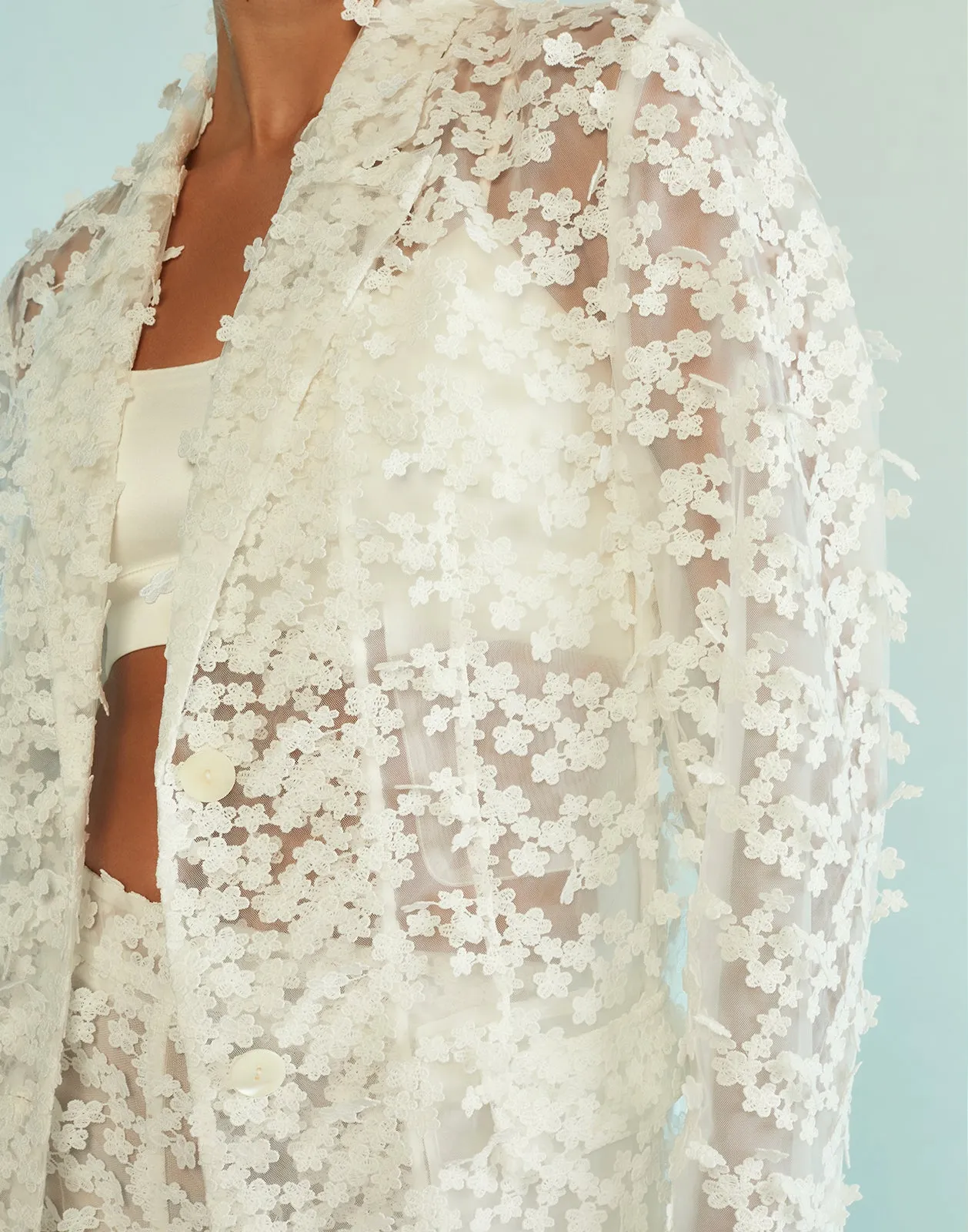 3D Embroidered Tulle Blazer