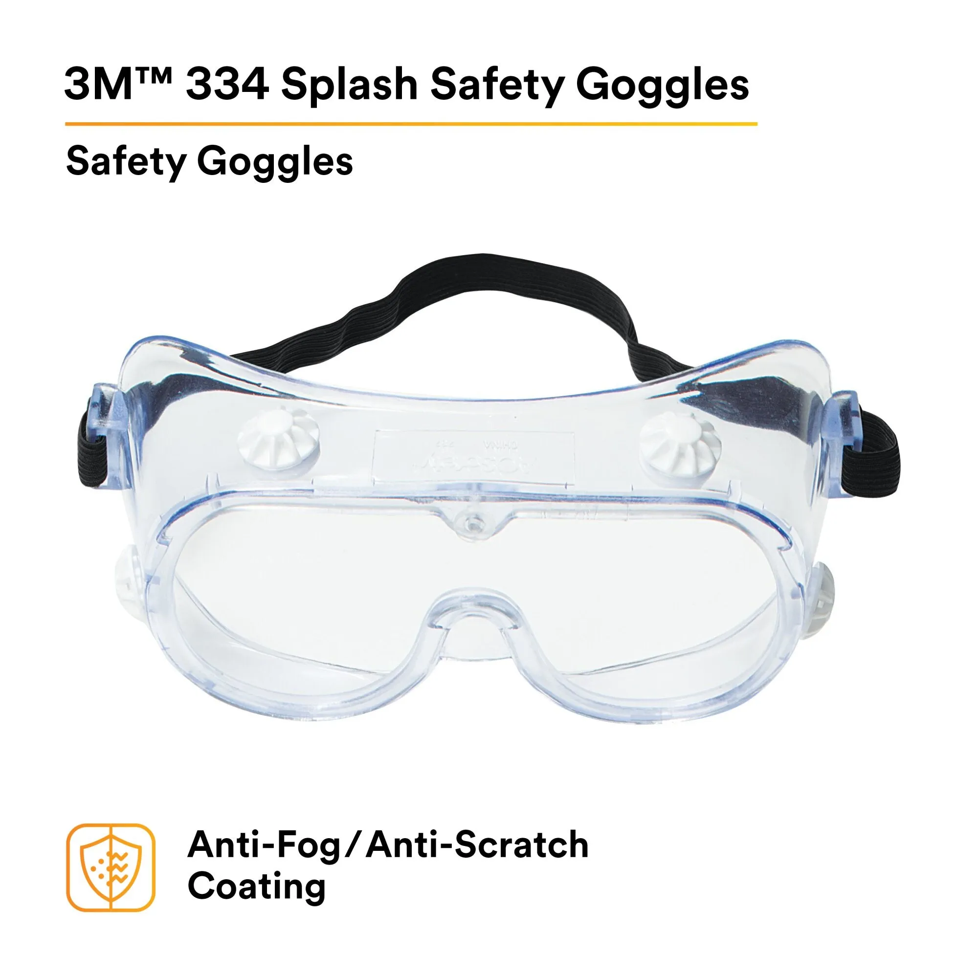 3M 334 Splash Safety Goggles Anti-Fog 40661-00000-10, Clear Anti FogLens