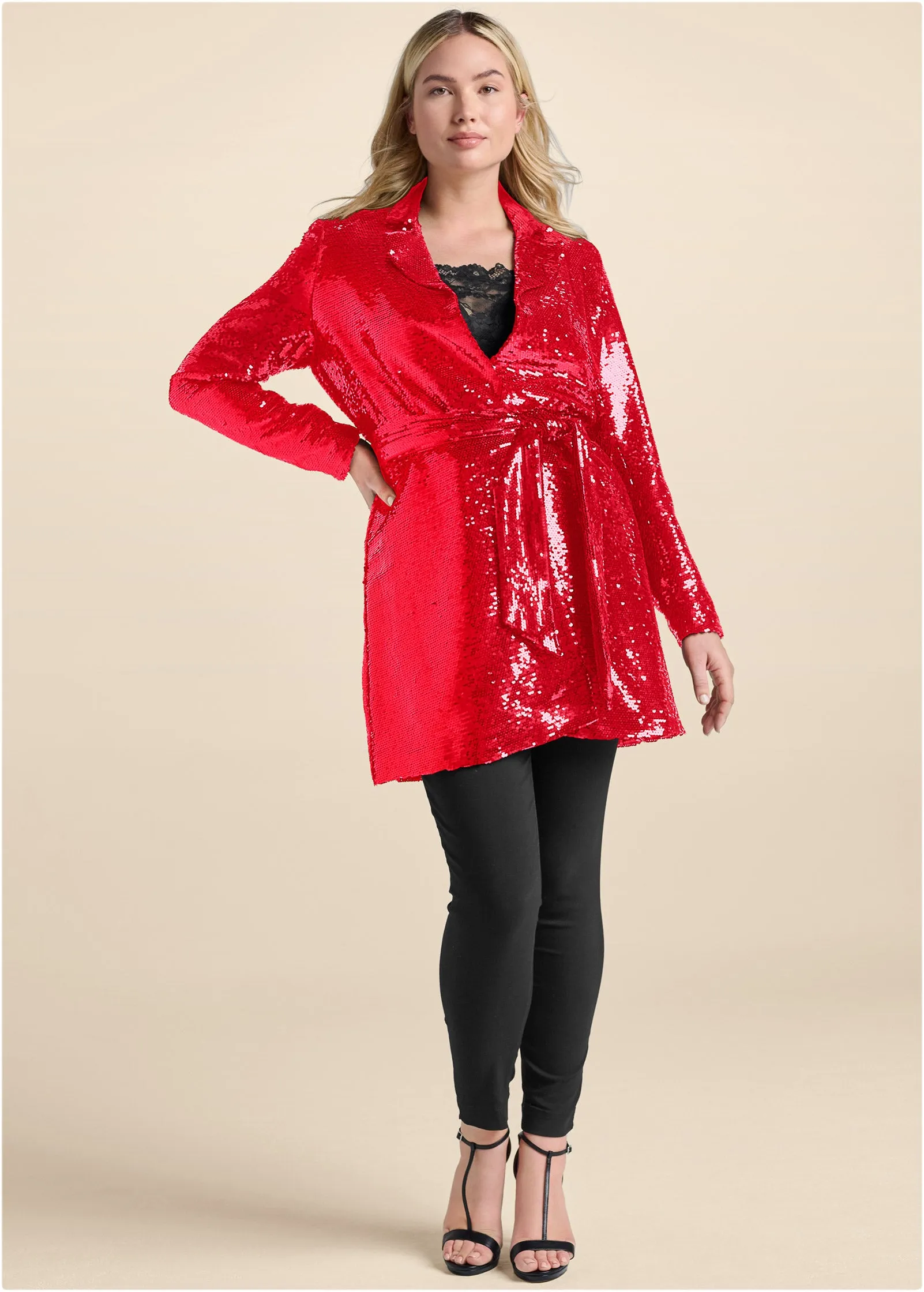 Allover Sequin Blazer - Red