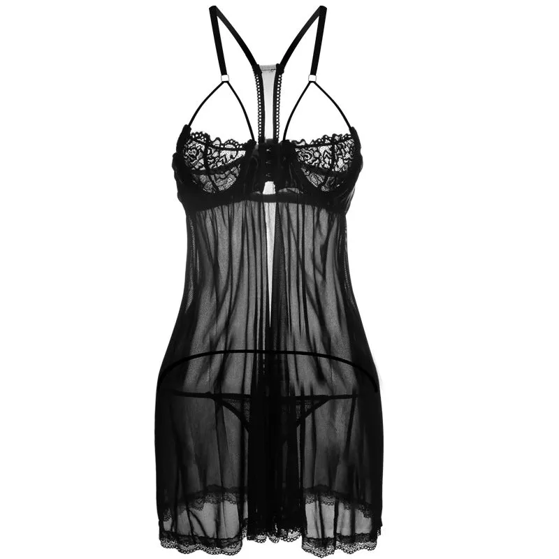 Balconette Cage Strap Babydoll Lingerie