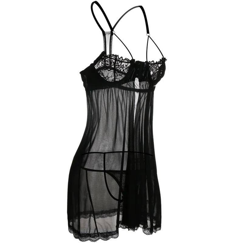 Balconette Cage Strap Babydoll Lingerie