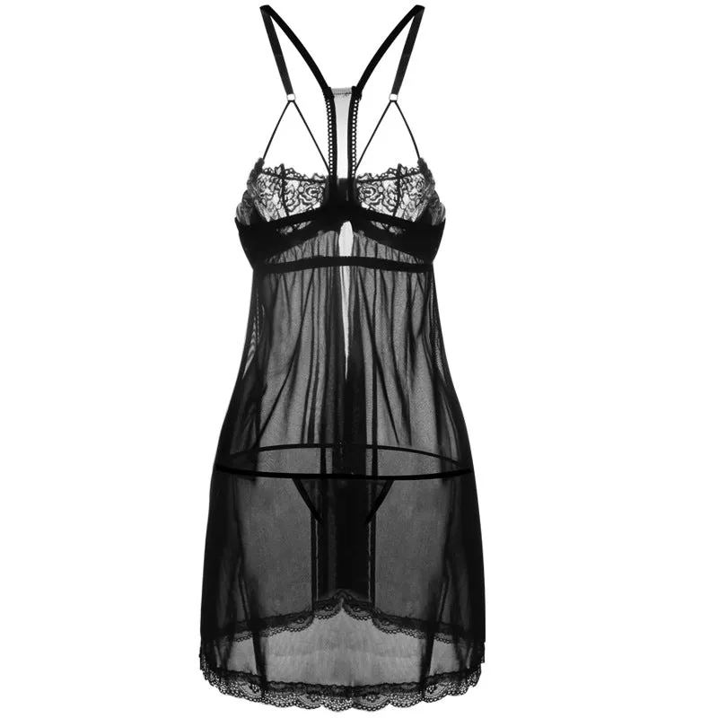 Balconette Cage Strap Babydoll Lingerie