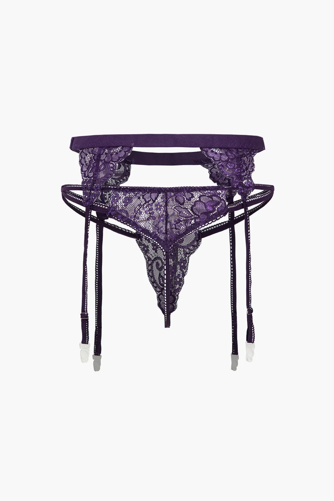 Basic Solid Lace Lingerie Garter Set