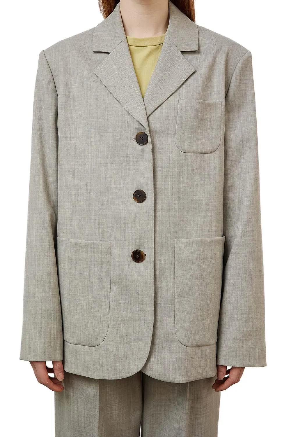 Beige Relaxed Pocket Blazer