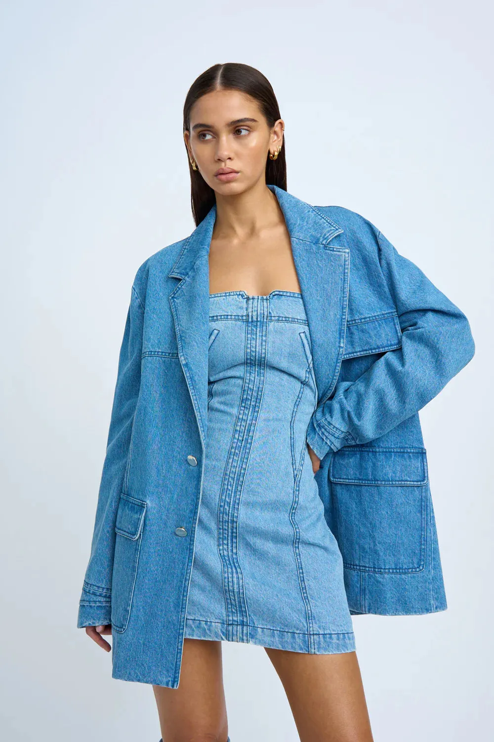 BLUE JEAN BEAUTY BLAZER - BLUE WASH