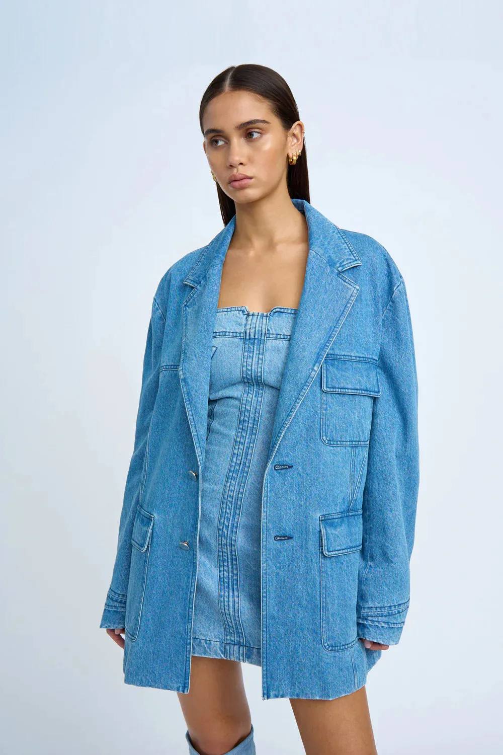 BLUE JEAN BEAUTY BLAZER - BLUE WASH