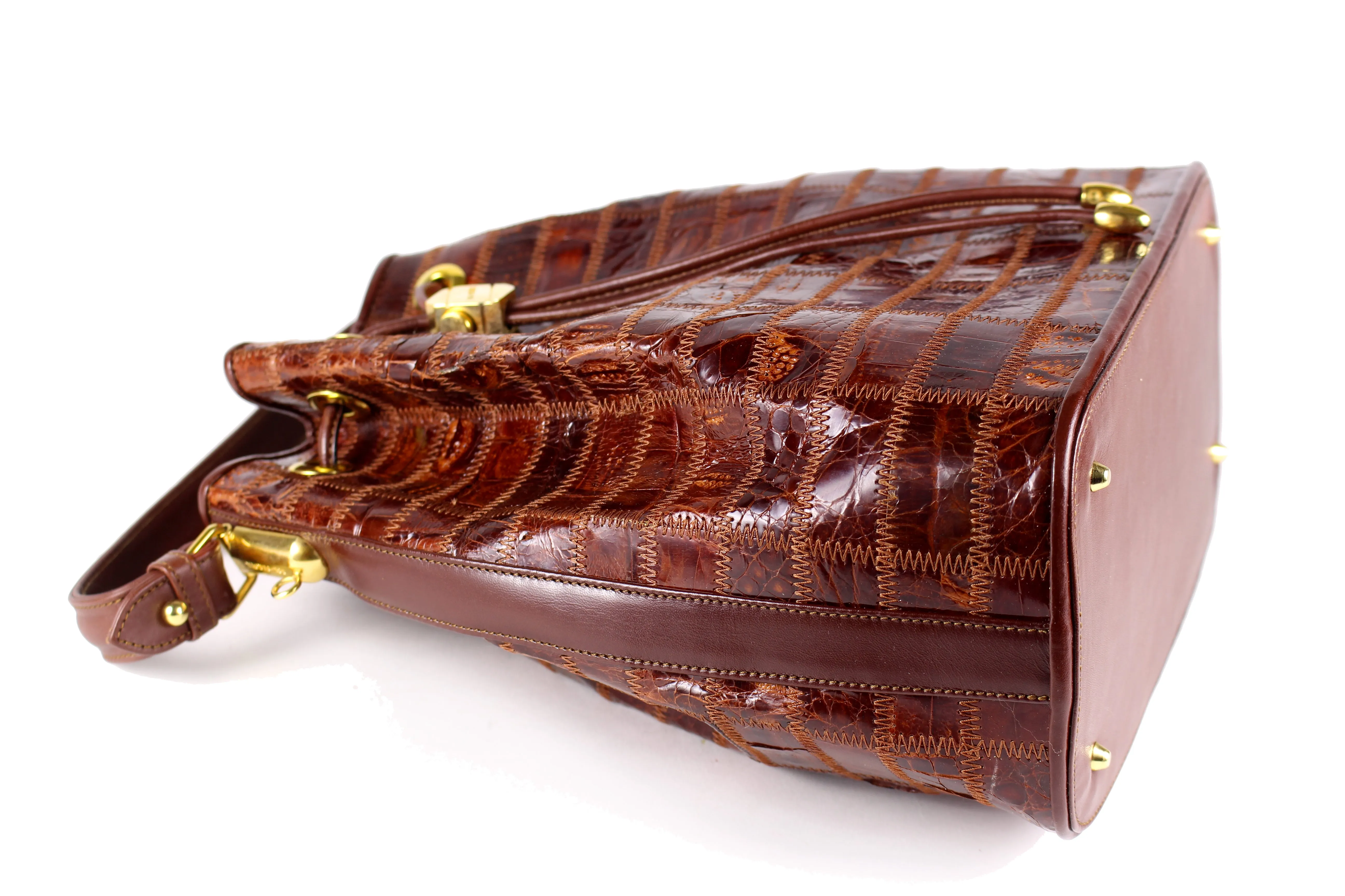 Bol-Perdix patchwork crocodile skin handbag