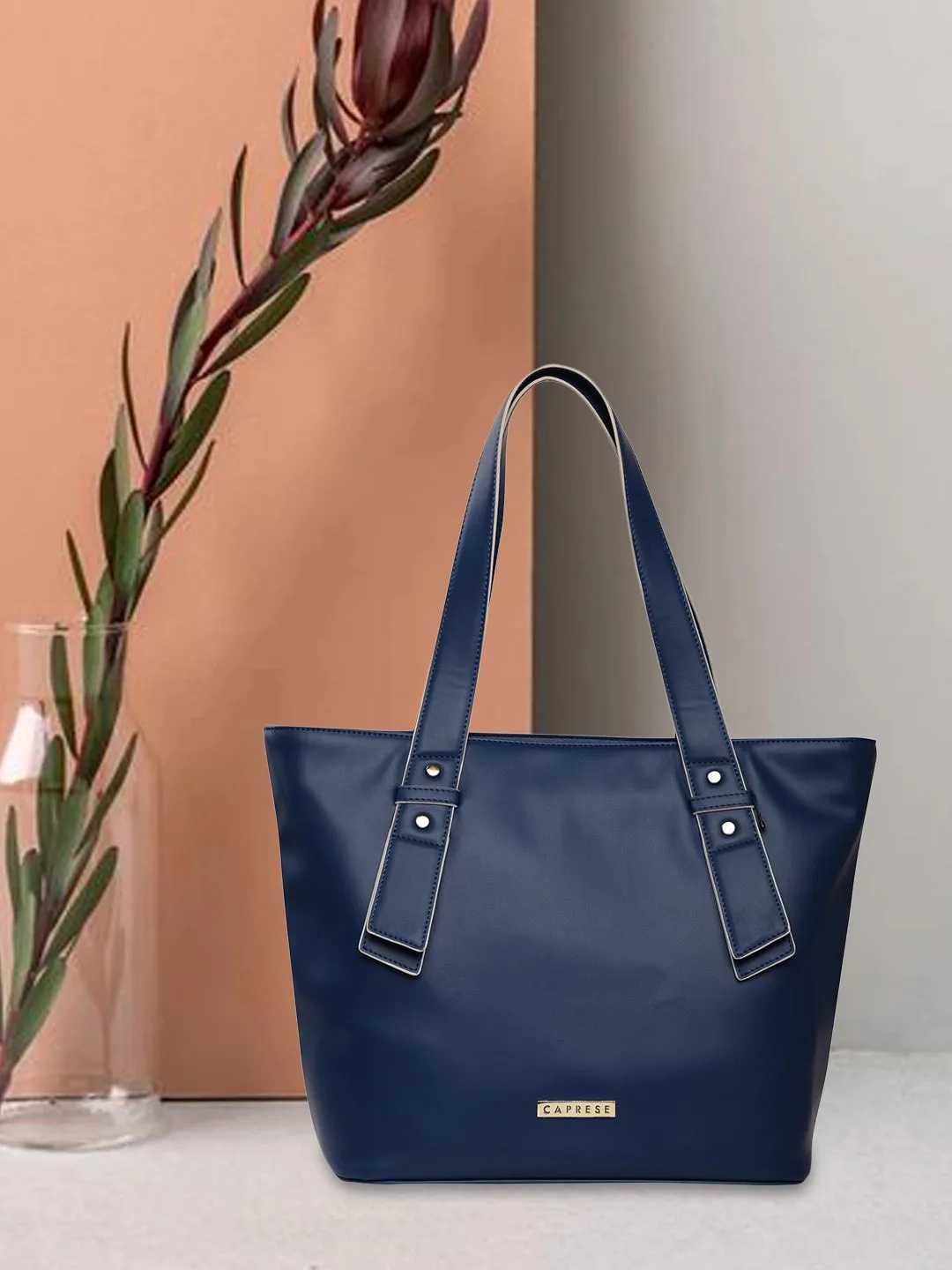 Caprese Amelia Tote Medium Solid Women'S Office Handbag Navy