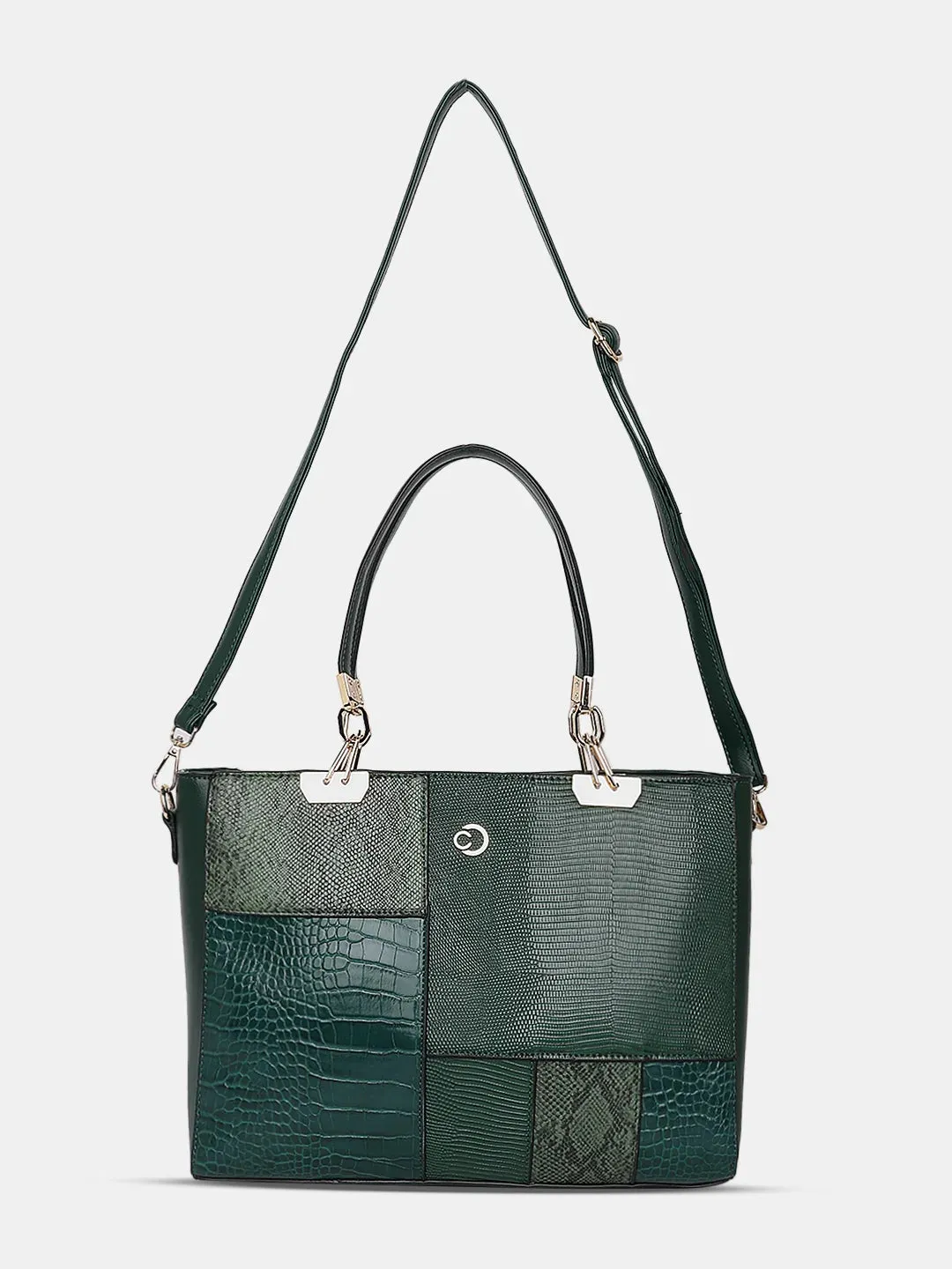 Caprese Ariana Tote Medium Self Deisgn Women'S Office Handbag Green