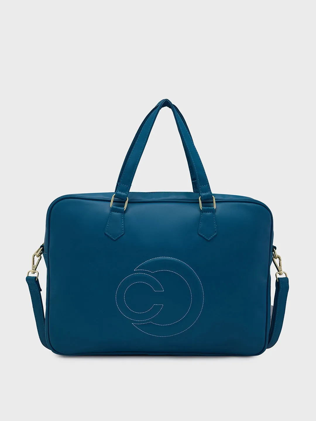 Caprese Dora Laptop Bag Large Solid Women'S Office Handbag Teal