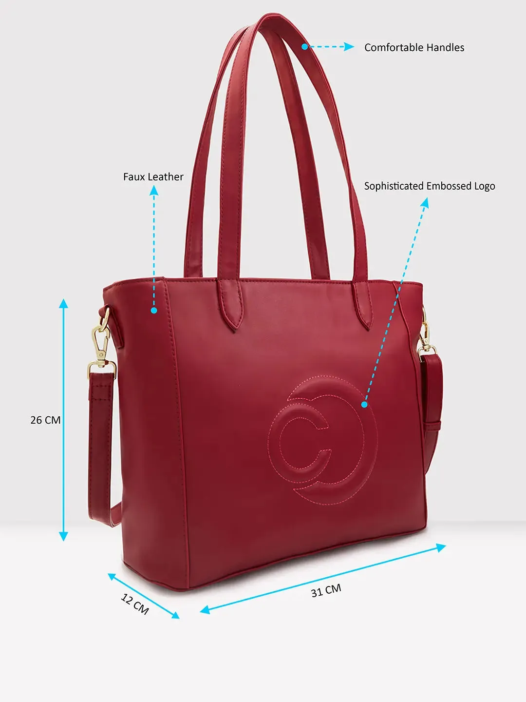 Caprese Dora Tote Large Office Handbag Burgundy