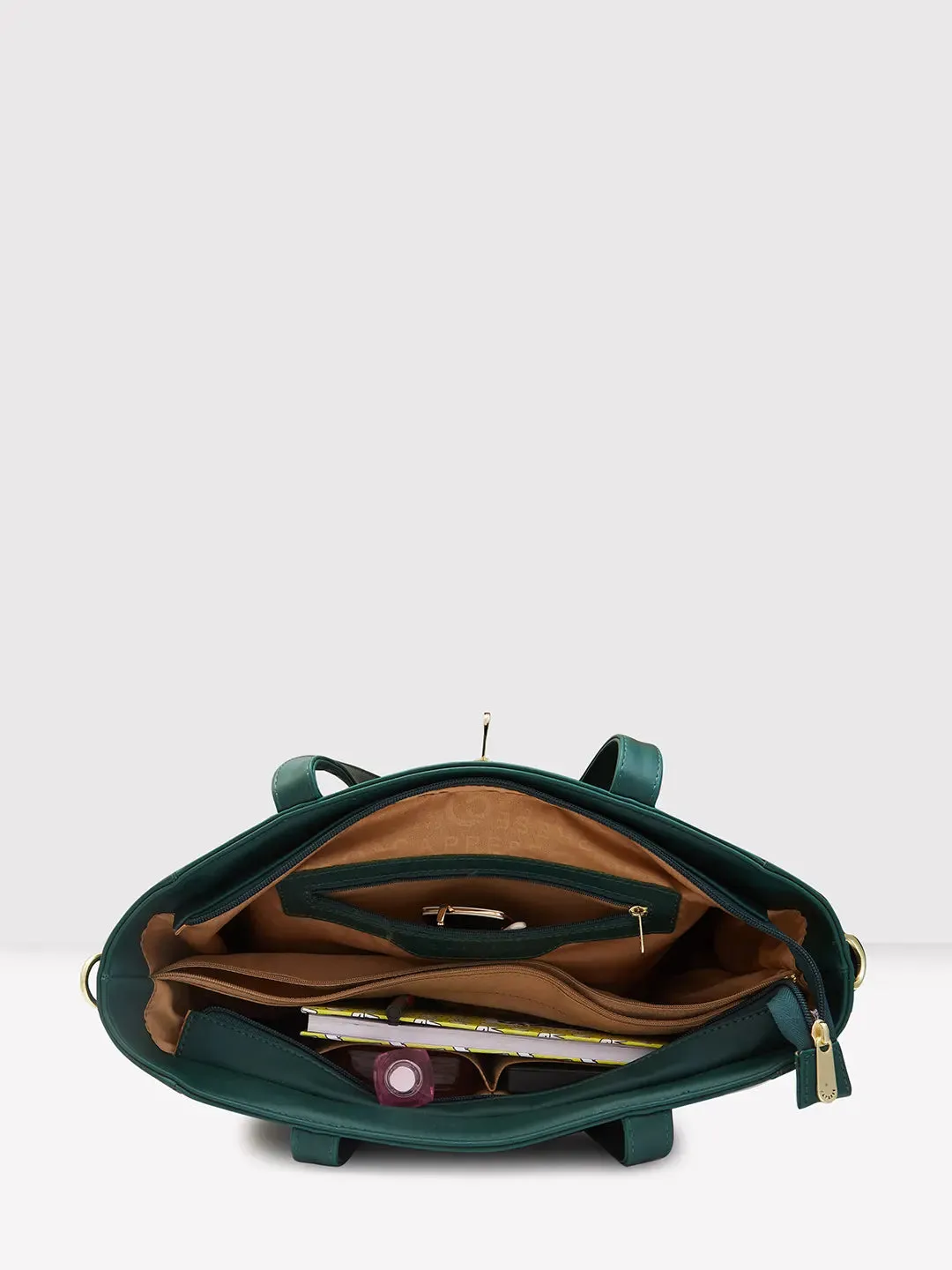 Caprese Dora Tote Large Office Handbag Dark Green