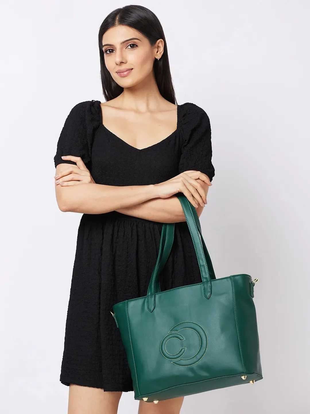 Caprese Dora Tote Large Office Handbag Dark Green