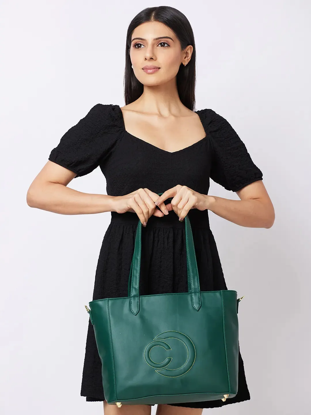 Caprese Dora Tote Large Office Handbag Dark Green