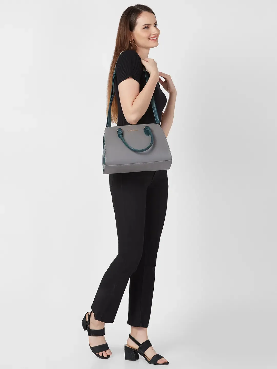 Caprese Foxy Satchel Large Handbag Grey