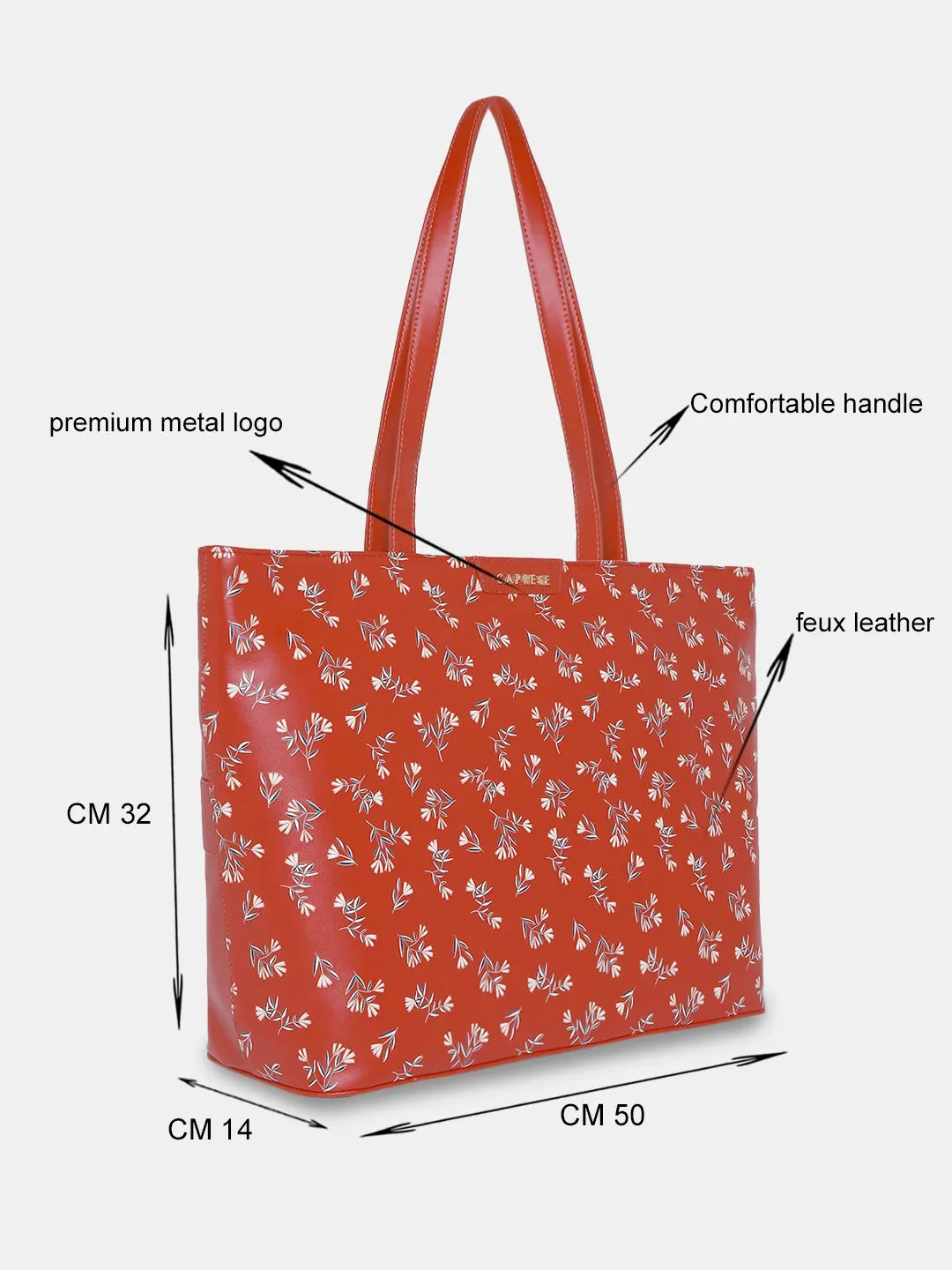 Caprese Merida Laptop Tote Large Printed Women'S Office Handbag Red