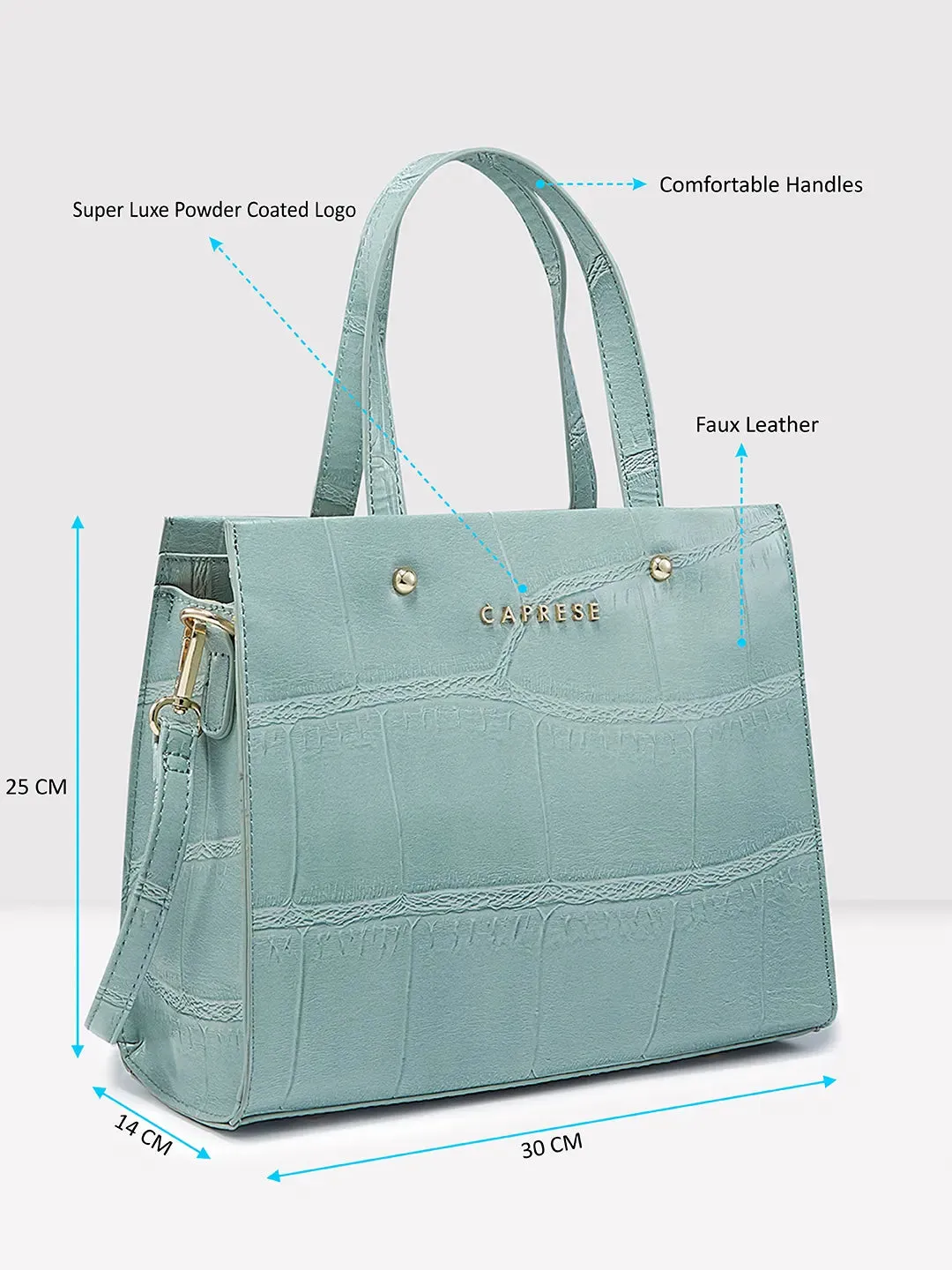 Caprese Mink Tote Small Croco Women'S Office Handbag Mint