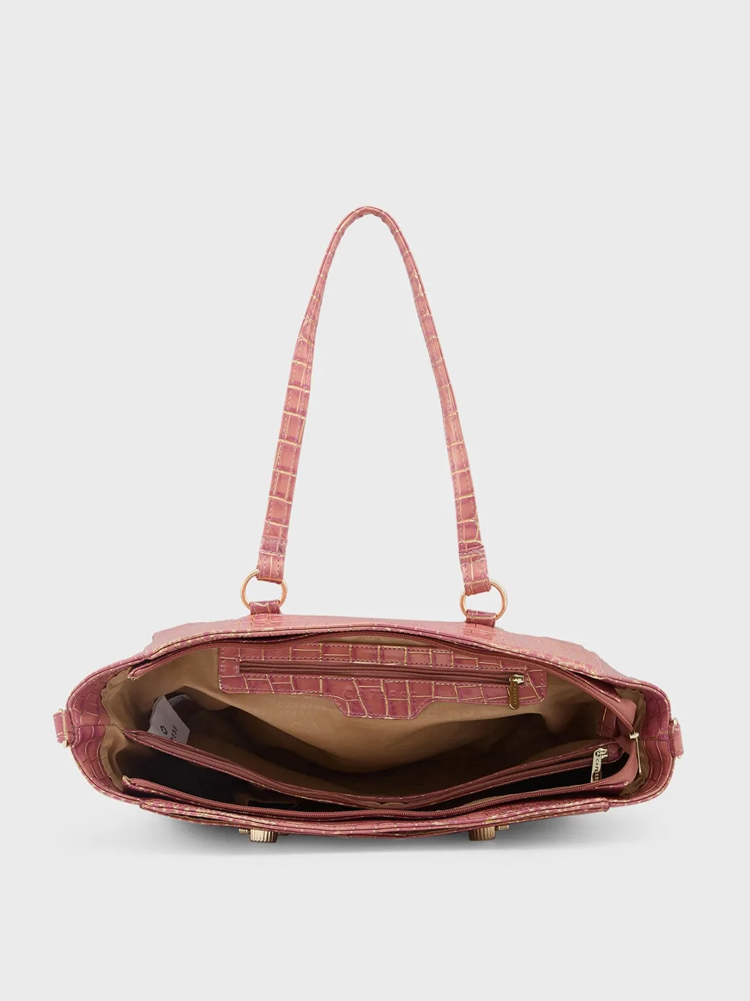 Caprese Miranda Satchel Large Croco Womens Handbag Pink