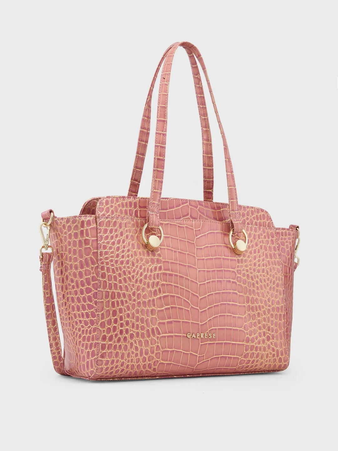 Caprese Miranda Satchel Large Croco Womens Handbag Pink