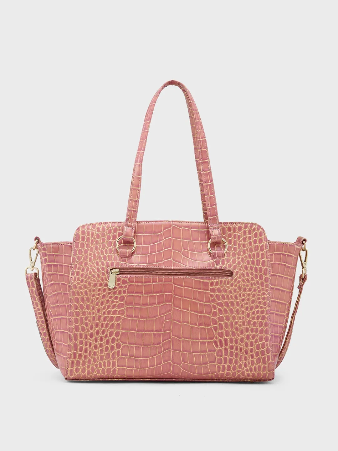 Caprese Miranda Satchel Large Croco Womens Handbag Pink