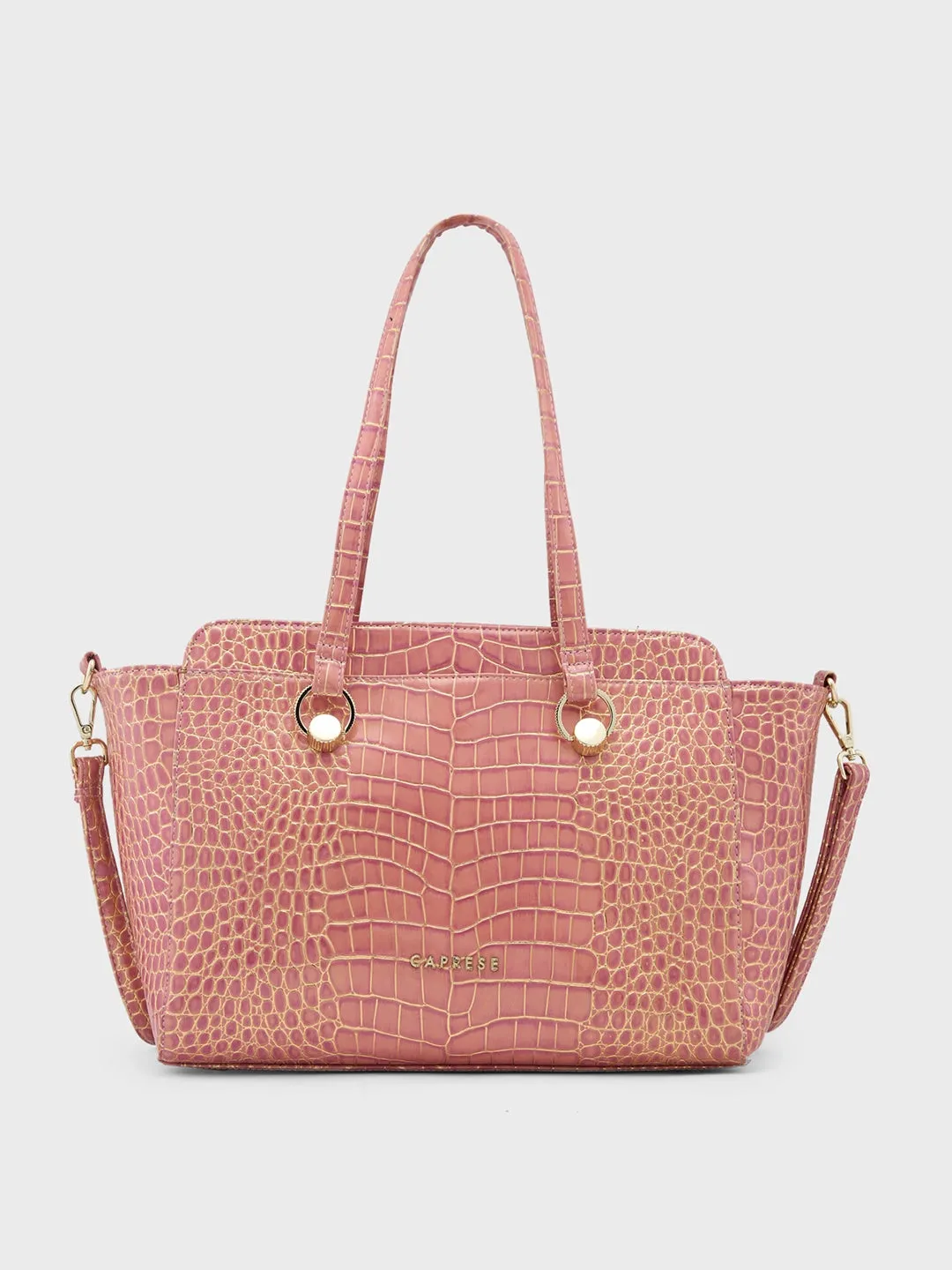 Caprese Miranda Satchel Large Croco Womens Handbag Pink