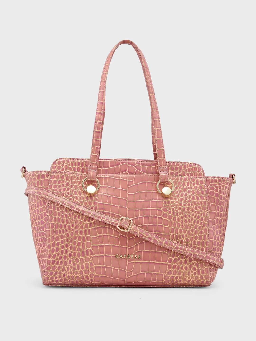 Caprese Miranda Satchel Large Croco Womens Handbag Pink