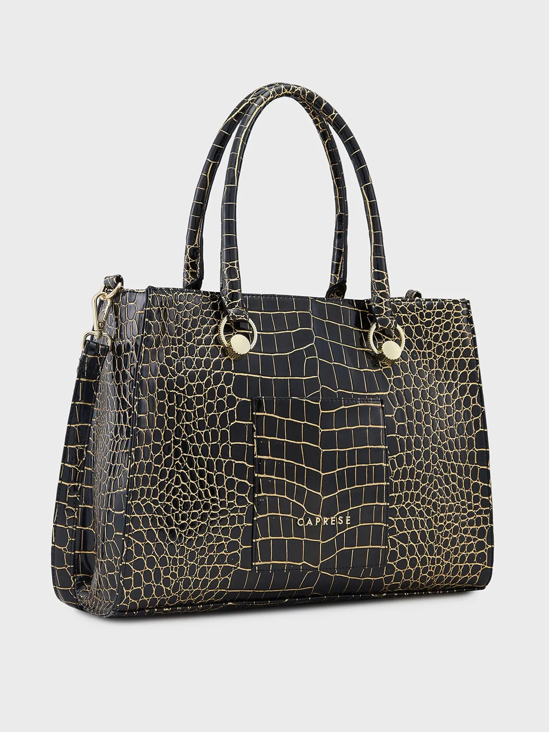 Caprese Miranda Tote Medium Croco Womens Office Handbag Black