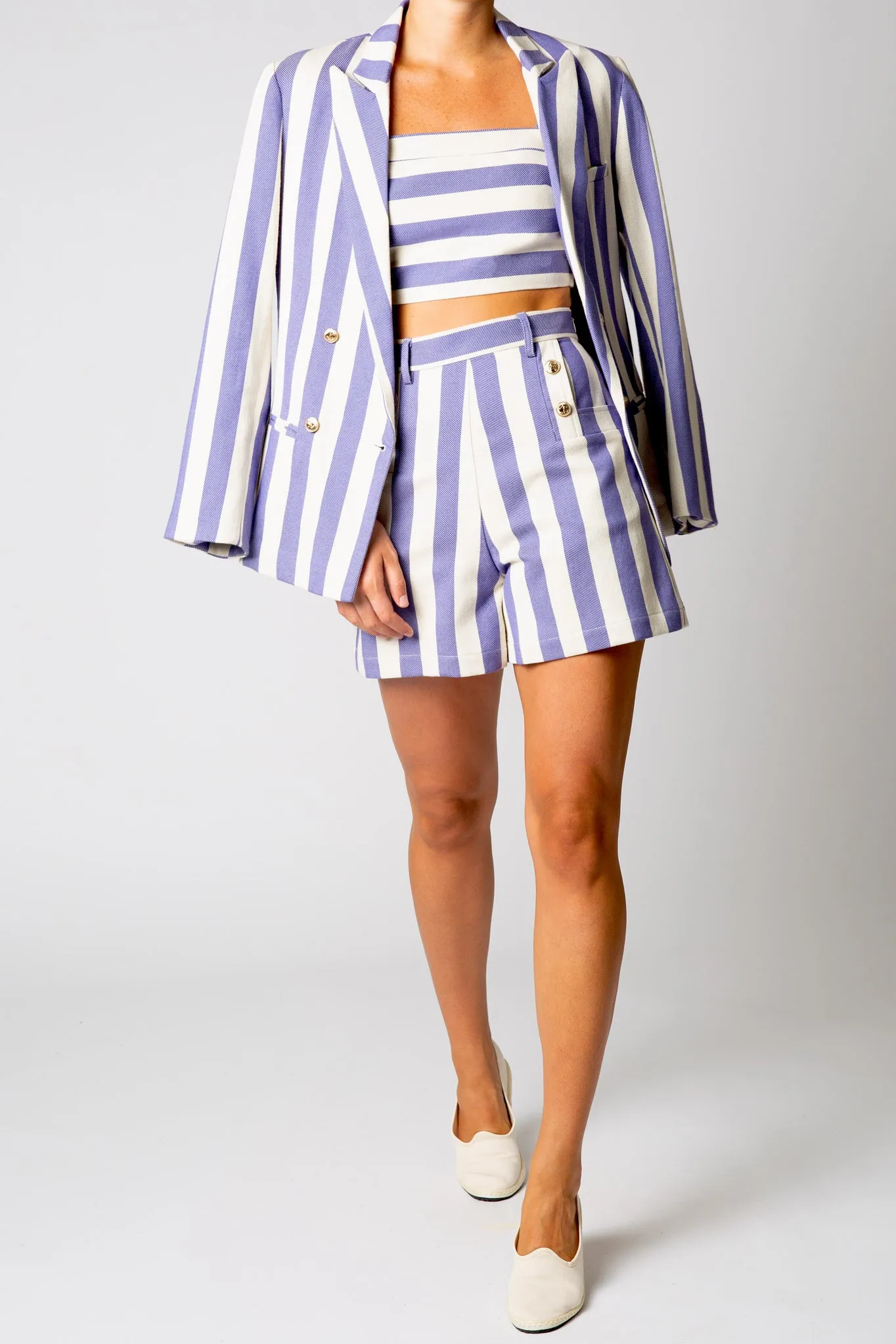 Chiara Oversized Striped Busatti Blazer - Capri