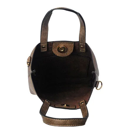 Chocolate Brown Faux Leather NGIL Bucket Handbag