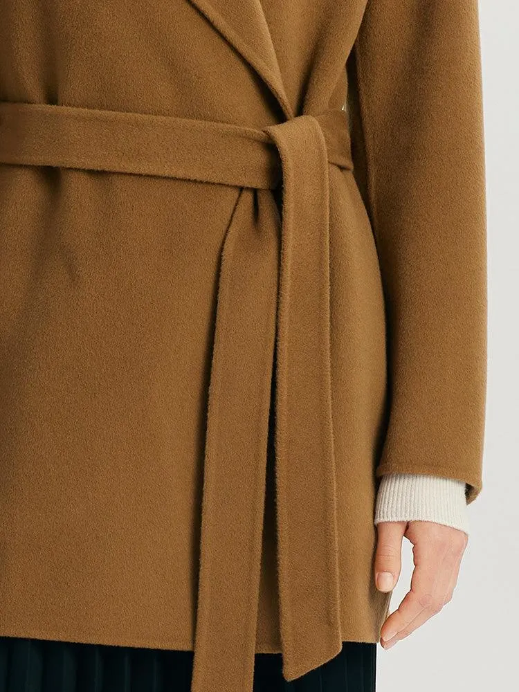 Coffee Brown Mulberry Silk & Wool Coat