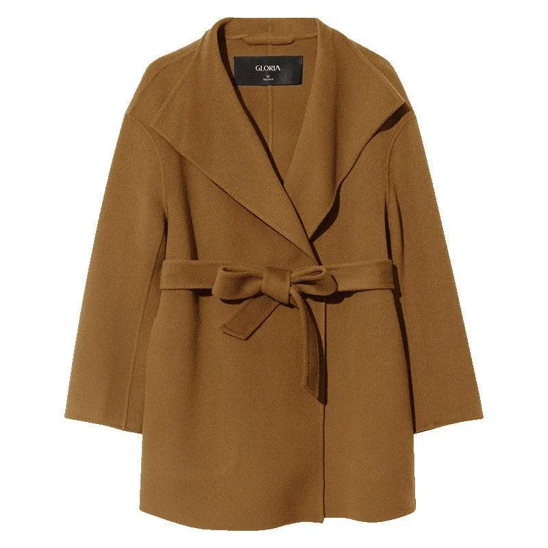 Coffee Brown Mulberry Silk & Wool Coat