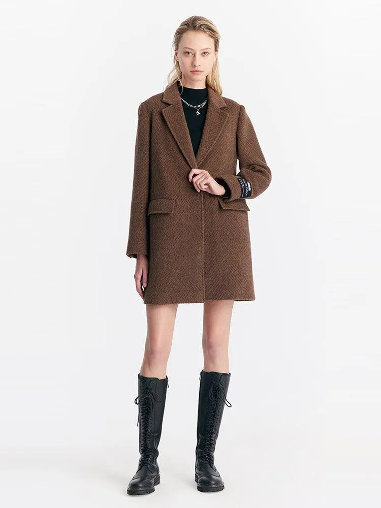 Coffee Brown Wool Slim Coat