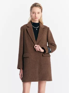 Coffee Brown Wool Slim Coat