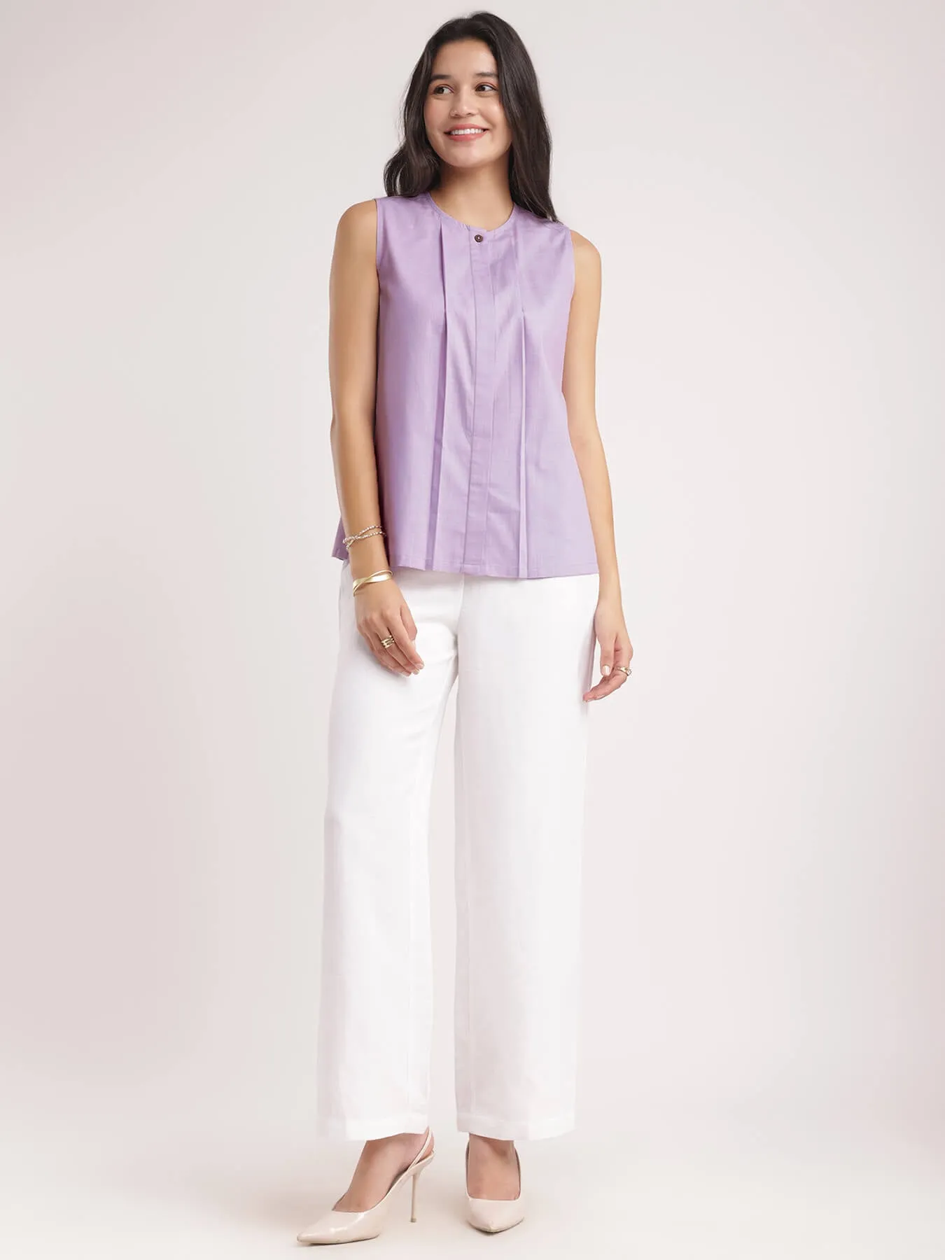 Cotton Linen Top - Lilac