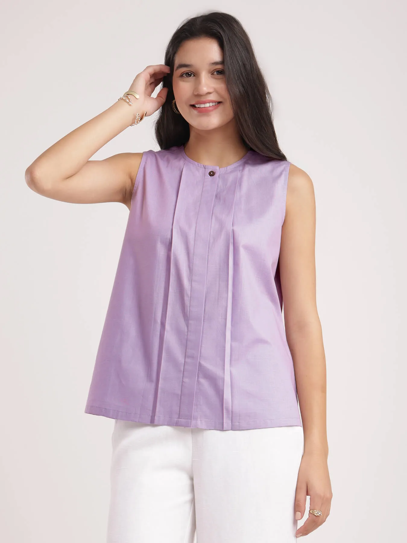 Cotton Linen Top - Lilac