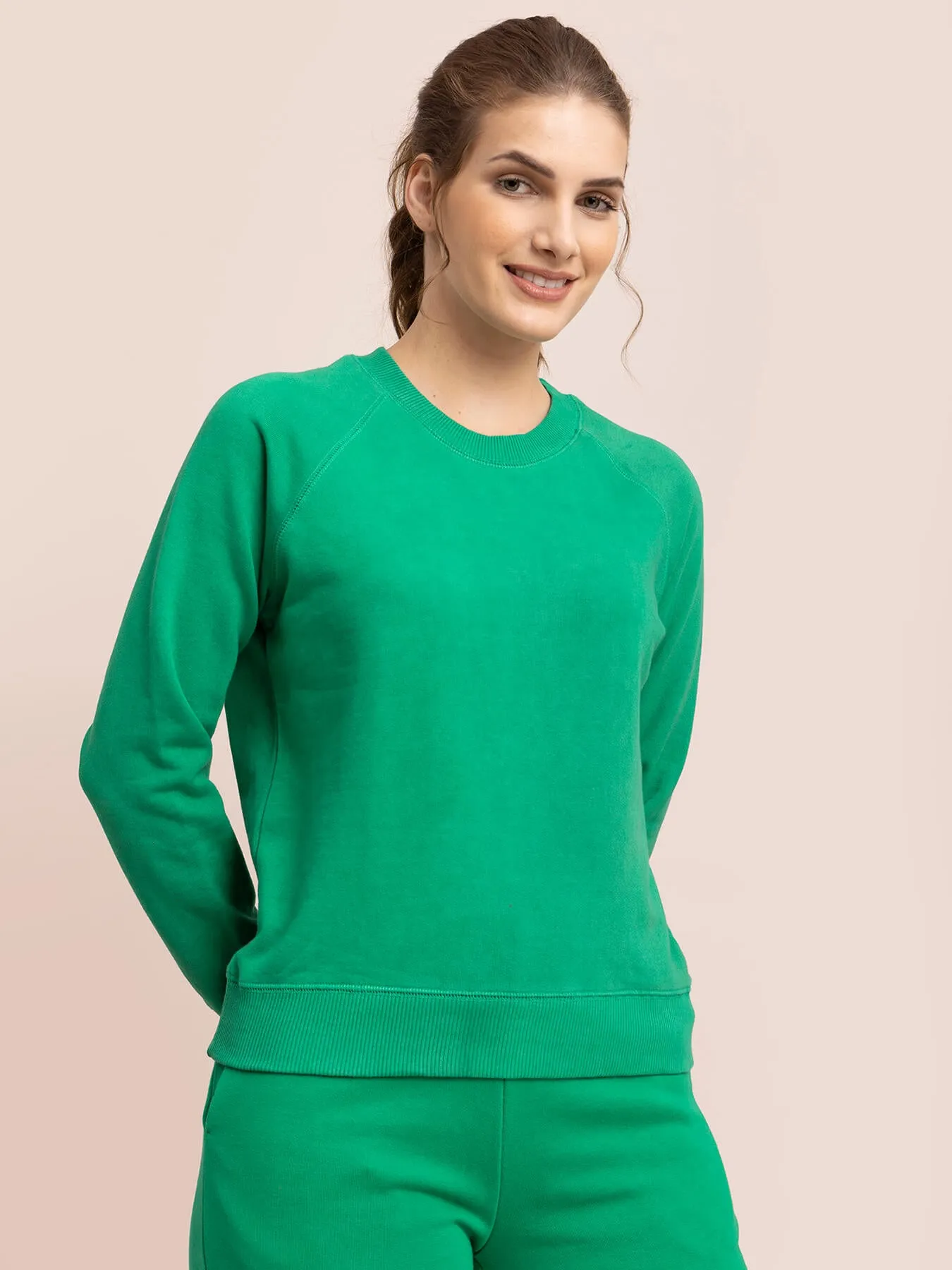 Cotton Roundneck Sweatshirt - Green