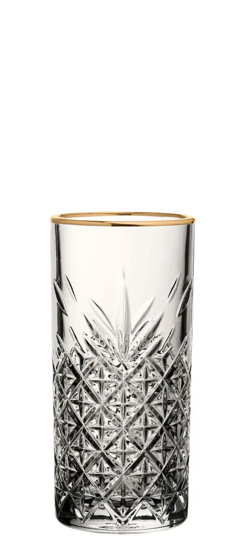 Cut Glass Highball with Gold Rim