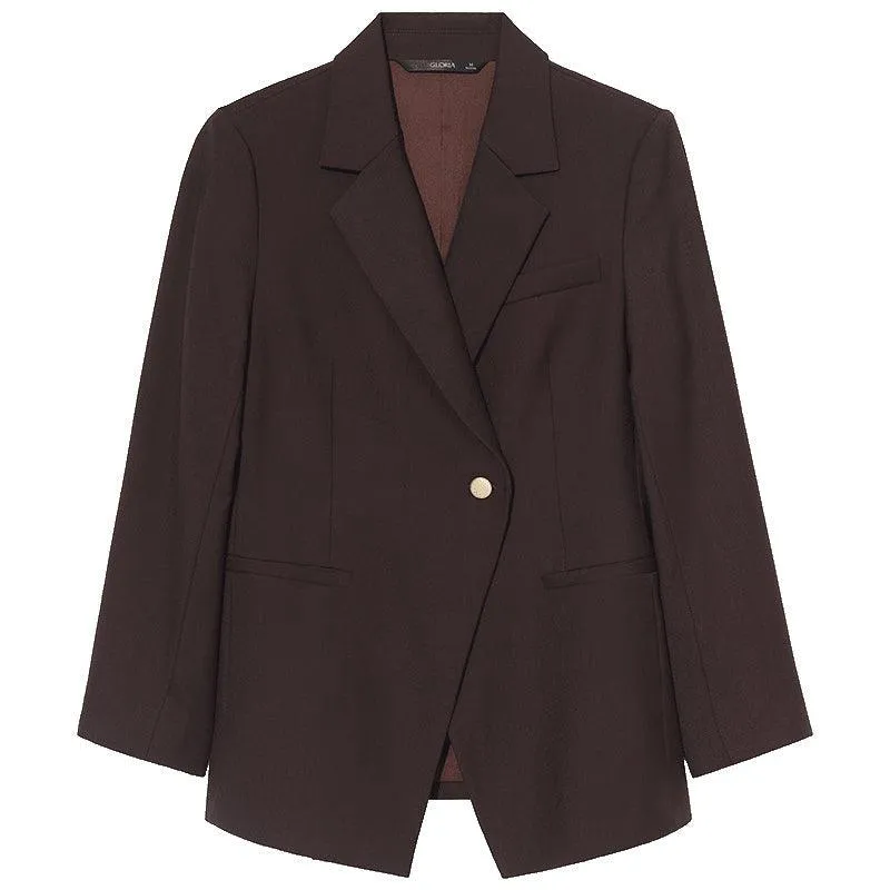 Dark Brown Worsted Wool Blazer