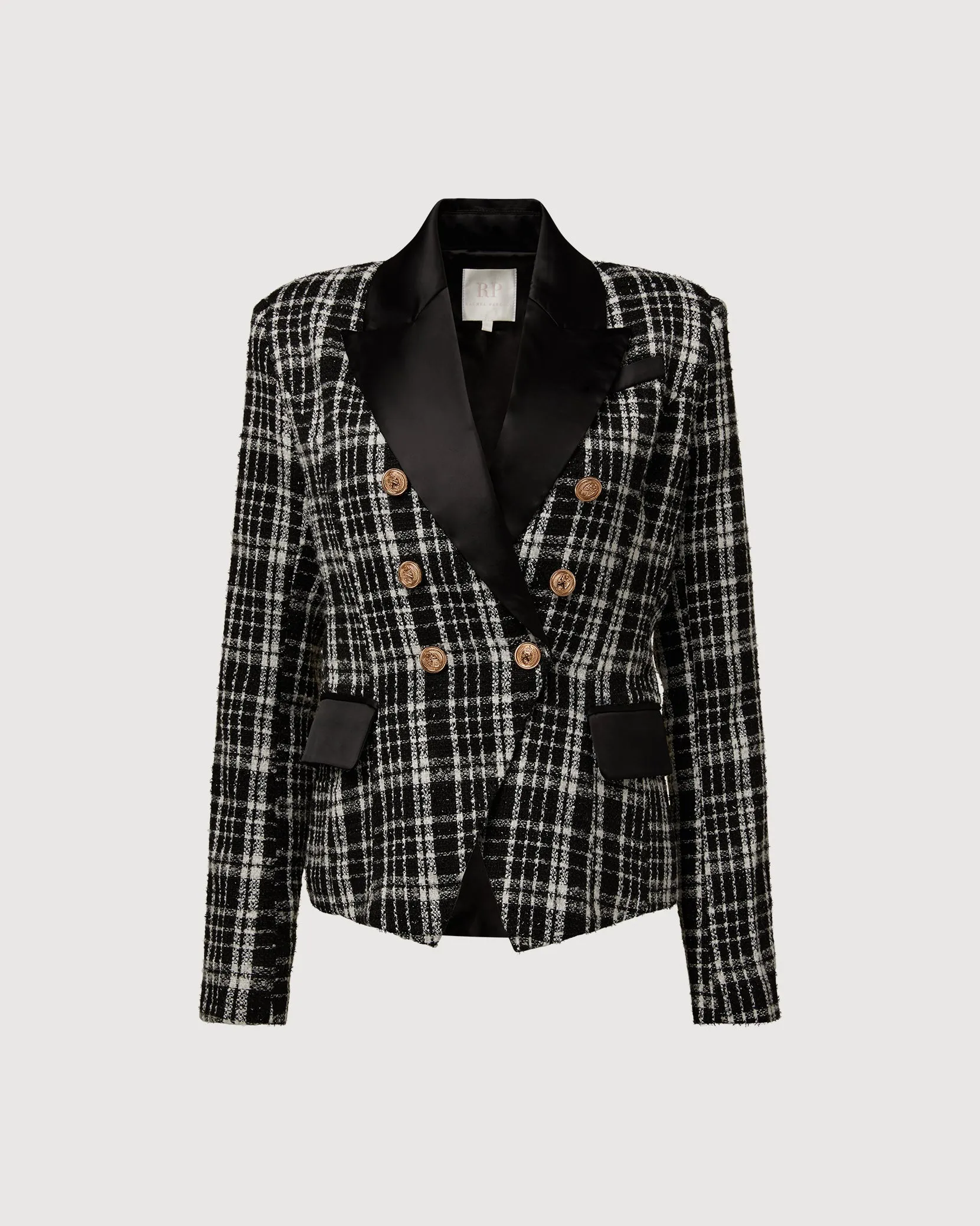 Double Breasted Satin Lapel Blazer