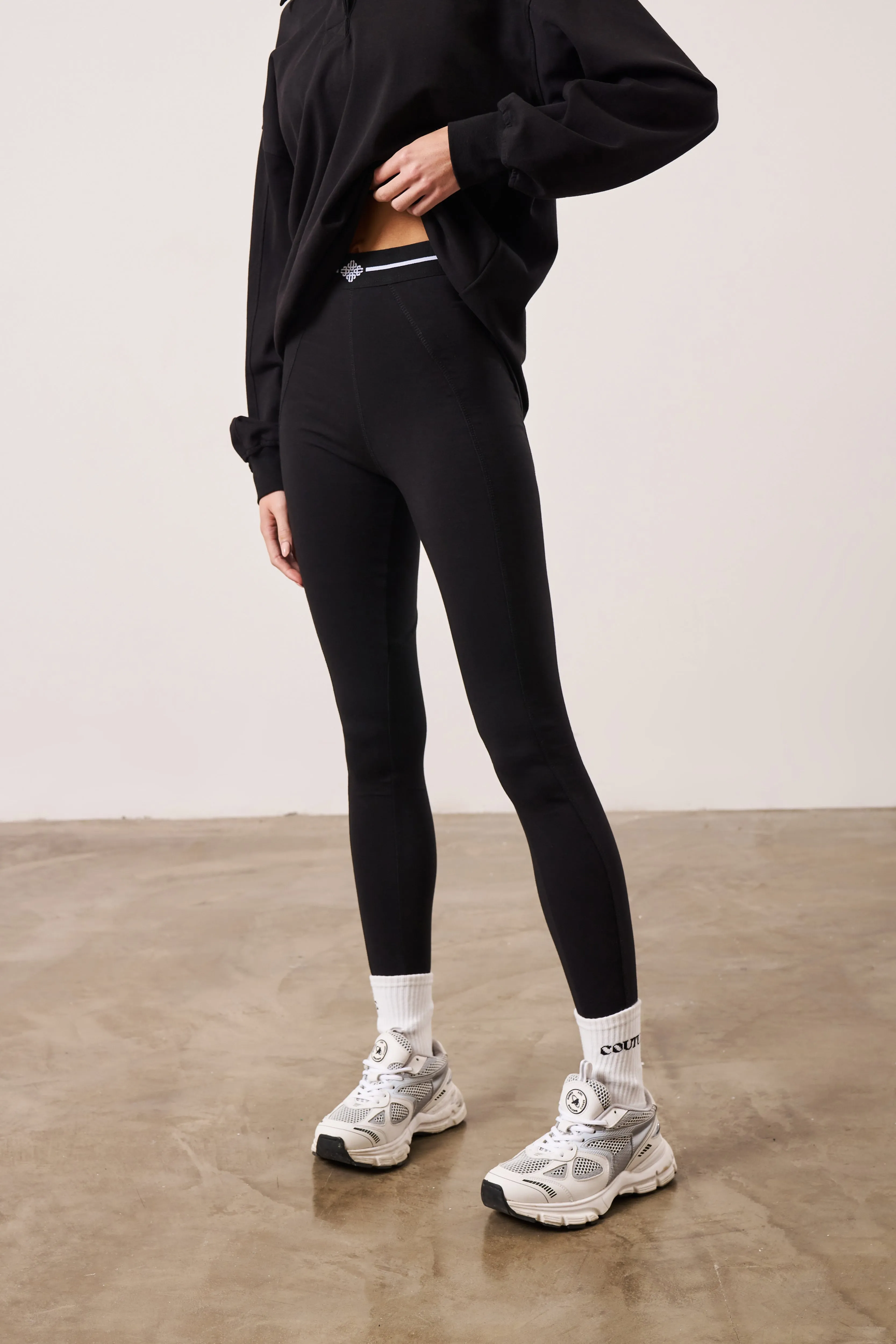 EMBLEM JERSEY LEGGINGS - BLACK