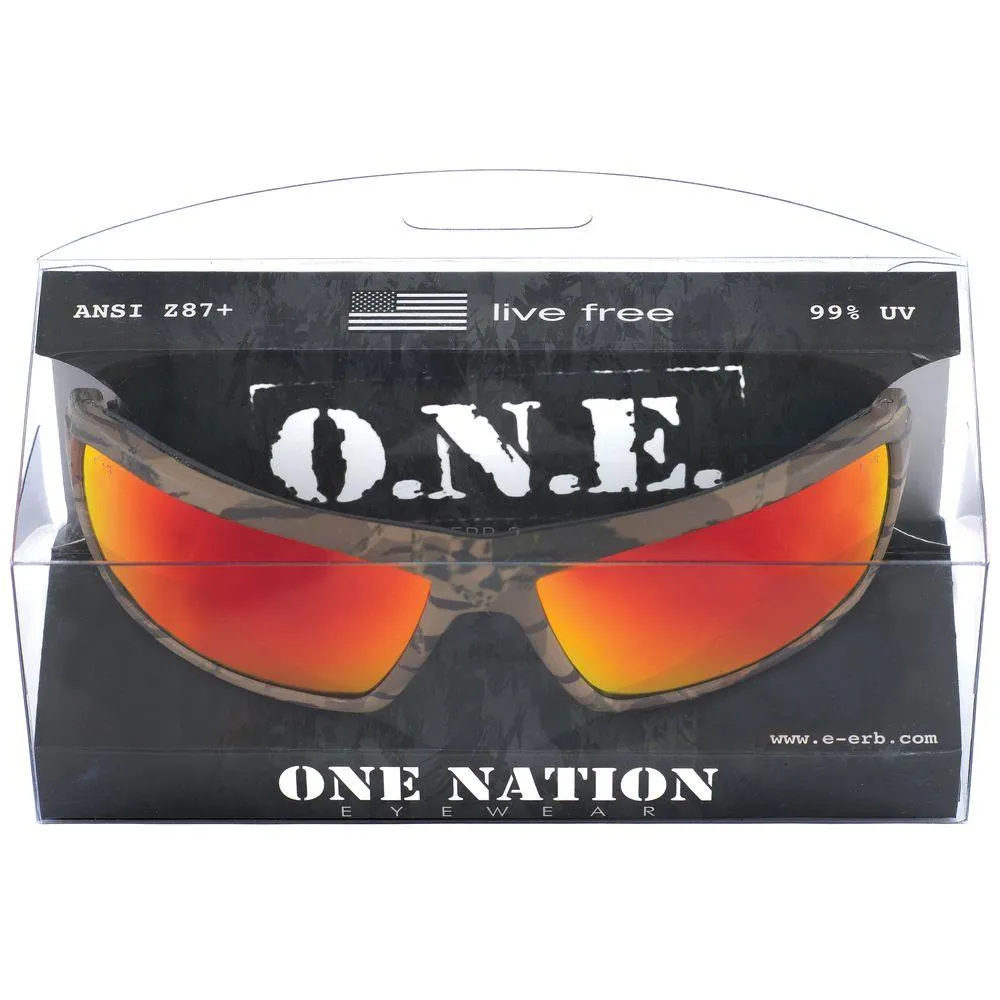 ERB One Nation Live Free Camo Revo Red Safety Glasses #18043- Discontinued