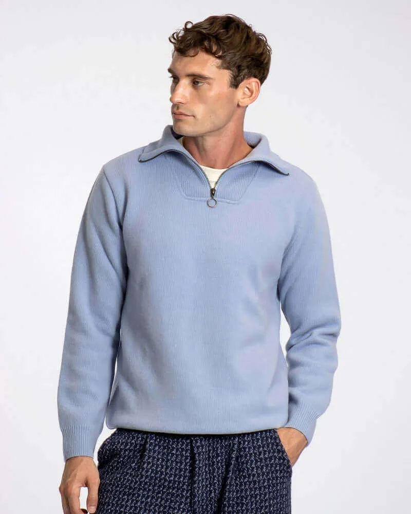 Far Afield BOKO Funnel Neck Knit Silver Blue