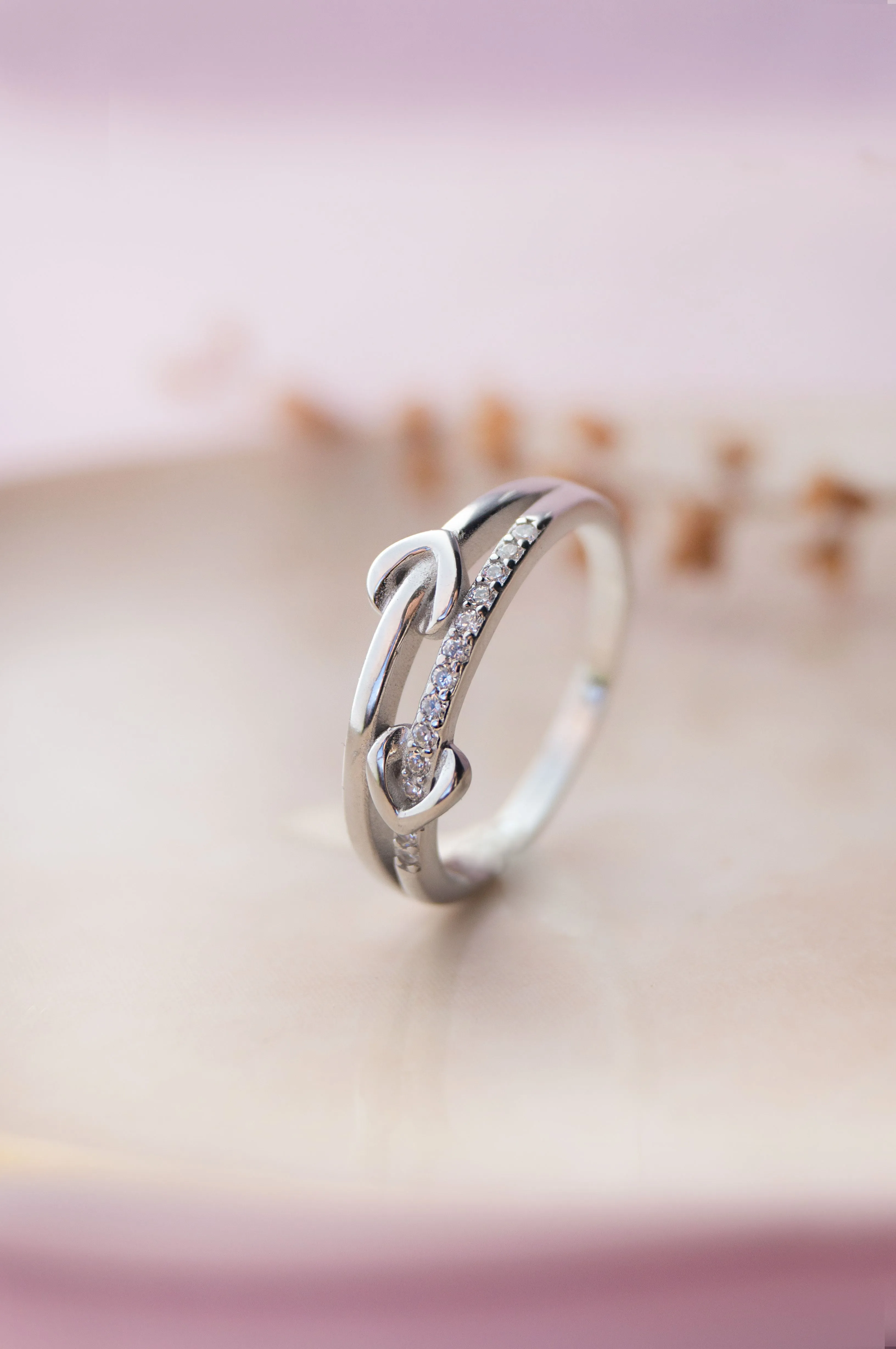 Far Yet Together Hearts Rose Gold Plated  Sterling Silver Ring