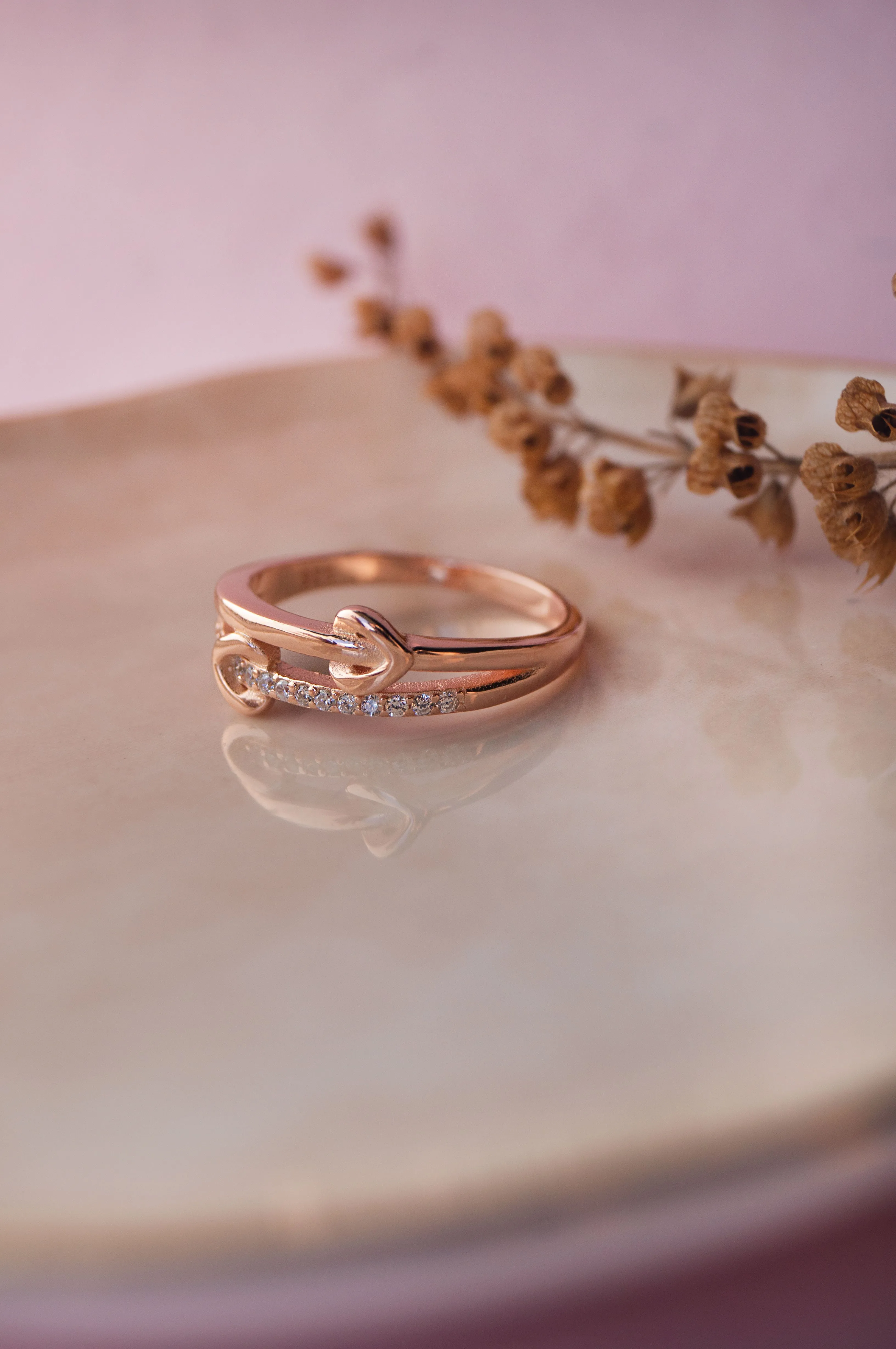 Far Yet Together Hearts Rose Gold Plated  Sterling Silver Ring