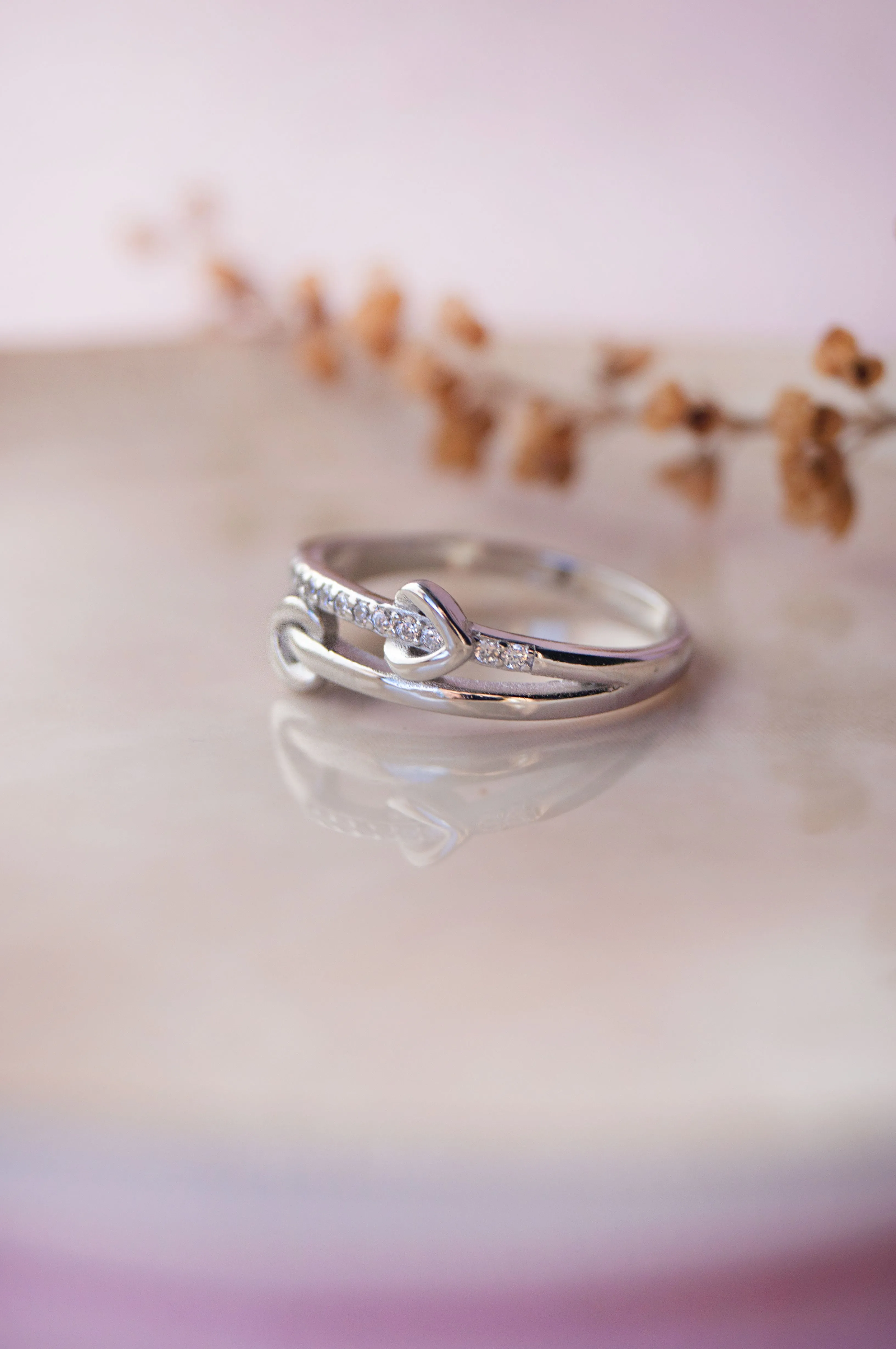 Far Yet Together Hearts Rose Gold Plated  Sterling Silver Ring