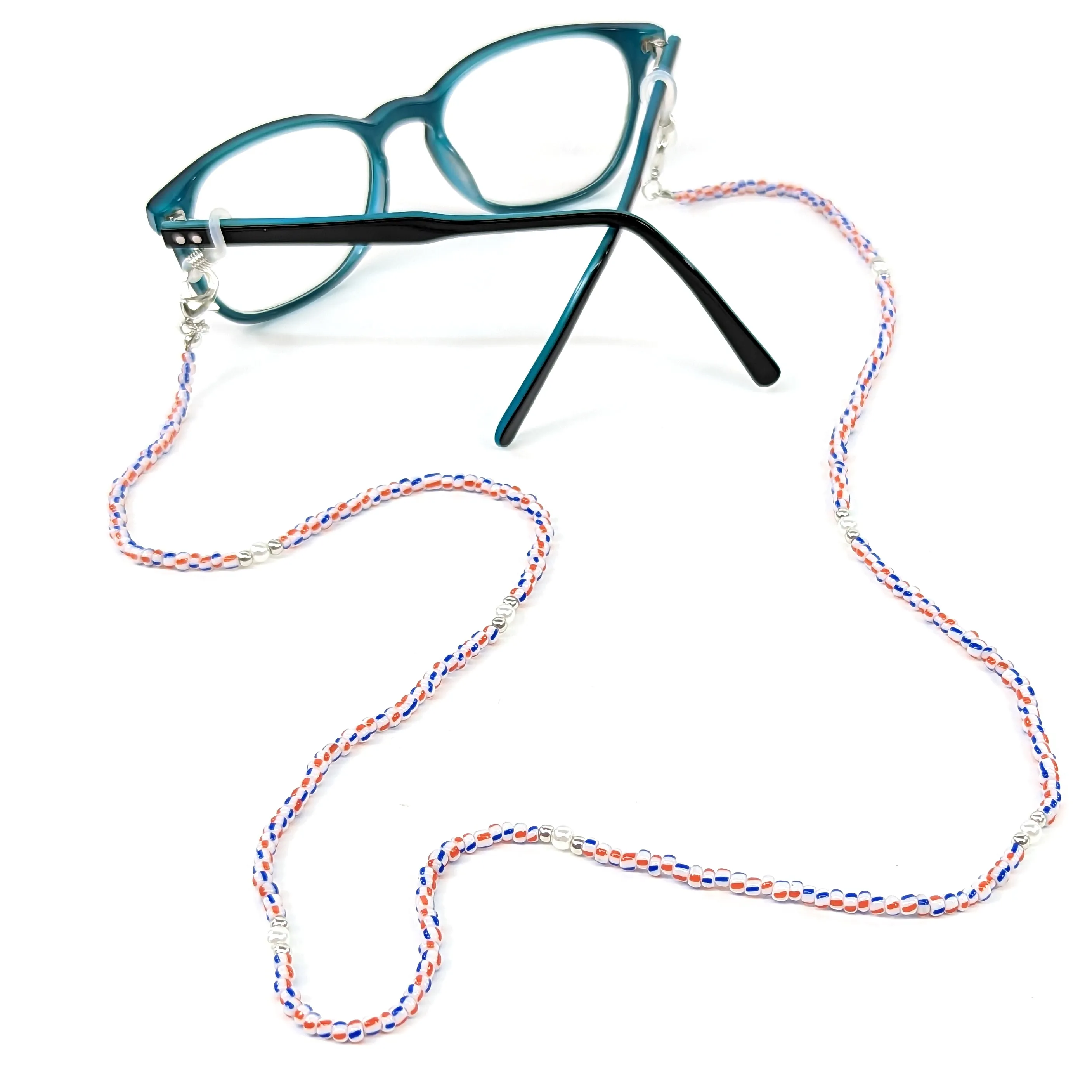 Fashionable Neck Chain for Glasses - Red & Blue Seed Bead