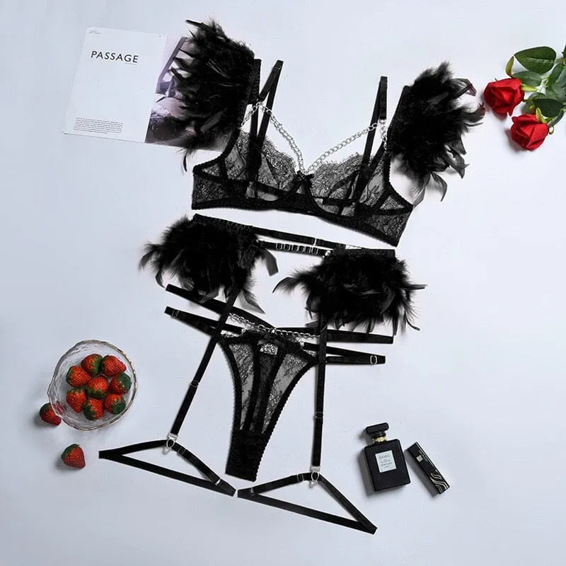 Feathered Temptation Lingerie Set