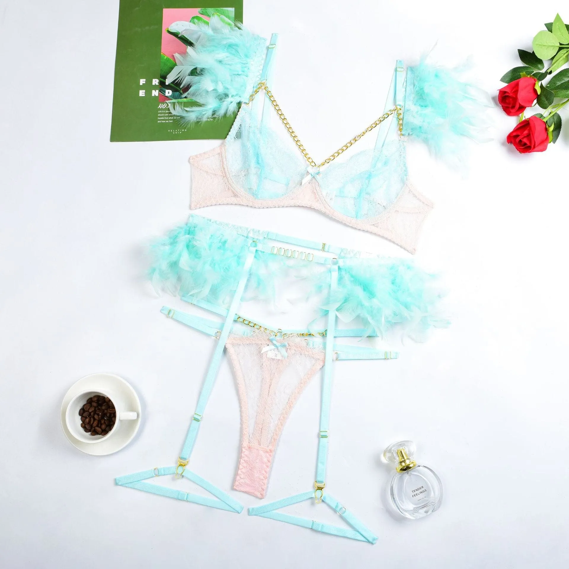 Feathered Temptation Lingerie Set